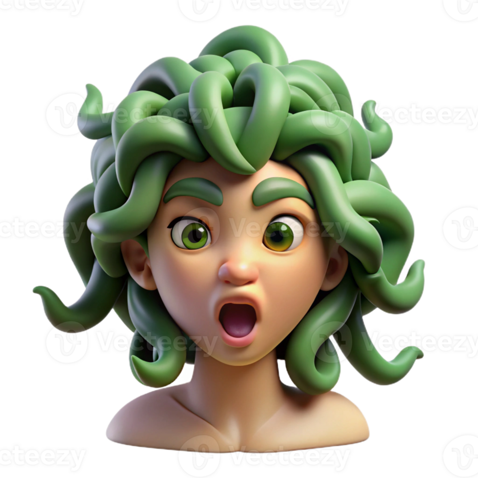 elegant modern Medusa, snake-haired Gorgon, terrifying, genuine png