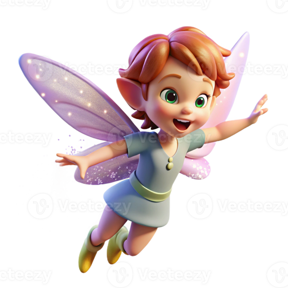 dramatic modern A playful pixie with shimmering gossamer wings, sprinkling magical dust, soft dreamlike lighting, children's book illustration style original png
