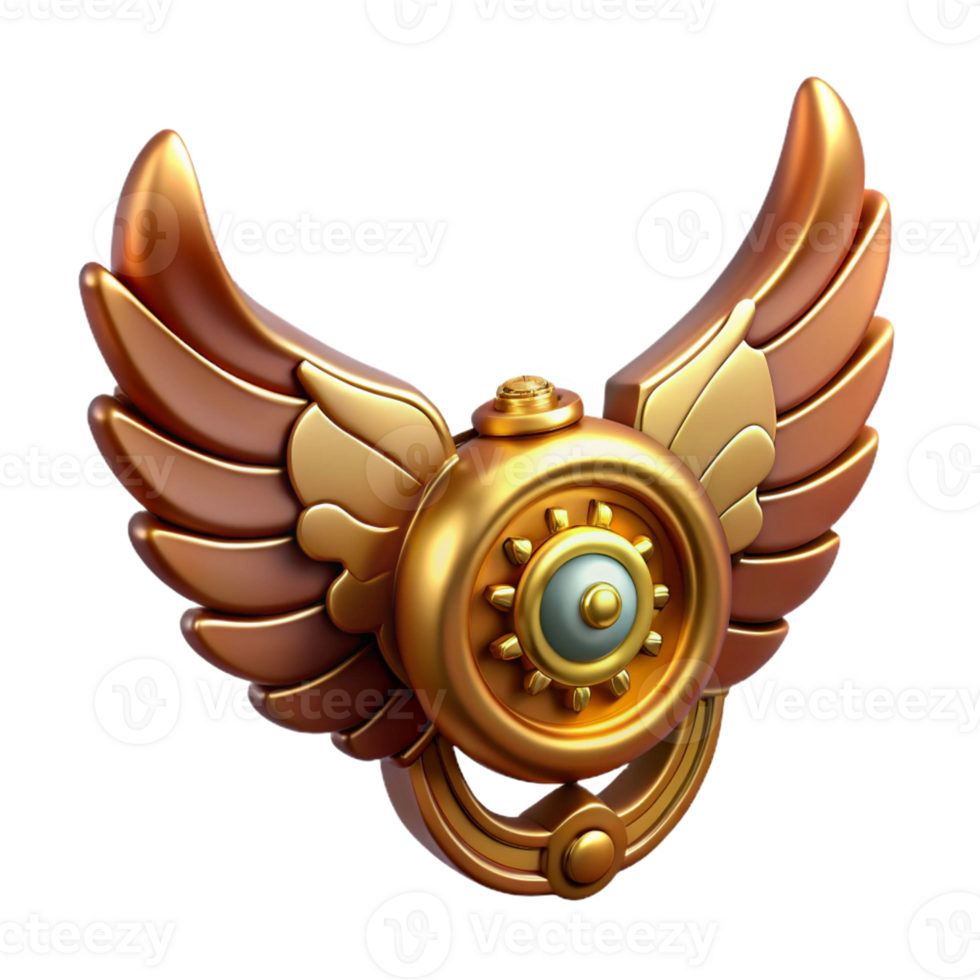 stunning vintage Steampunk wing icon with intricate clockwork mechanisms and a brass finish detailed png
