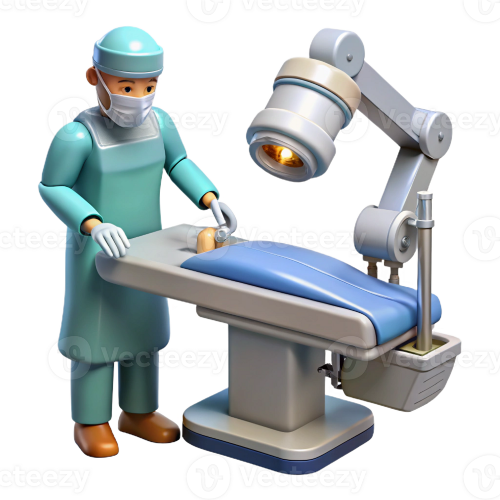 stunning rustic A robotic surgeon performing a delicate operation, sterile, clinical lighting, medical illustration style original png