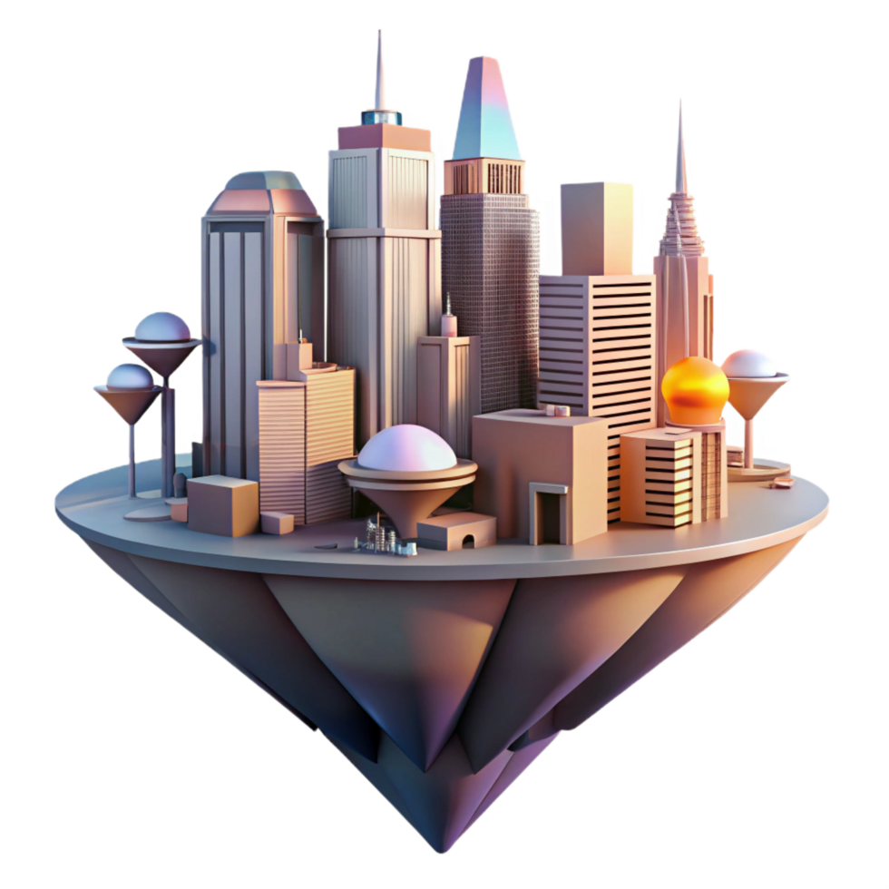 impressive traditional Gravity-defying architecture with floating elements, futuristic cityscape, sunset lighting, surreal style professional png
