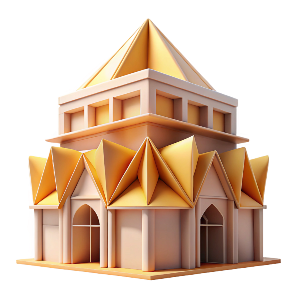 magnificent artistic Origami-inspired building with folded paper forms, soft natural lighting, whimsical style professional png