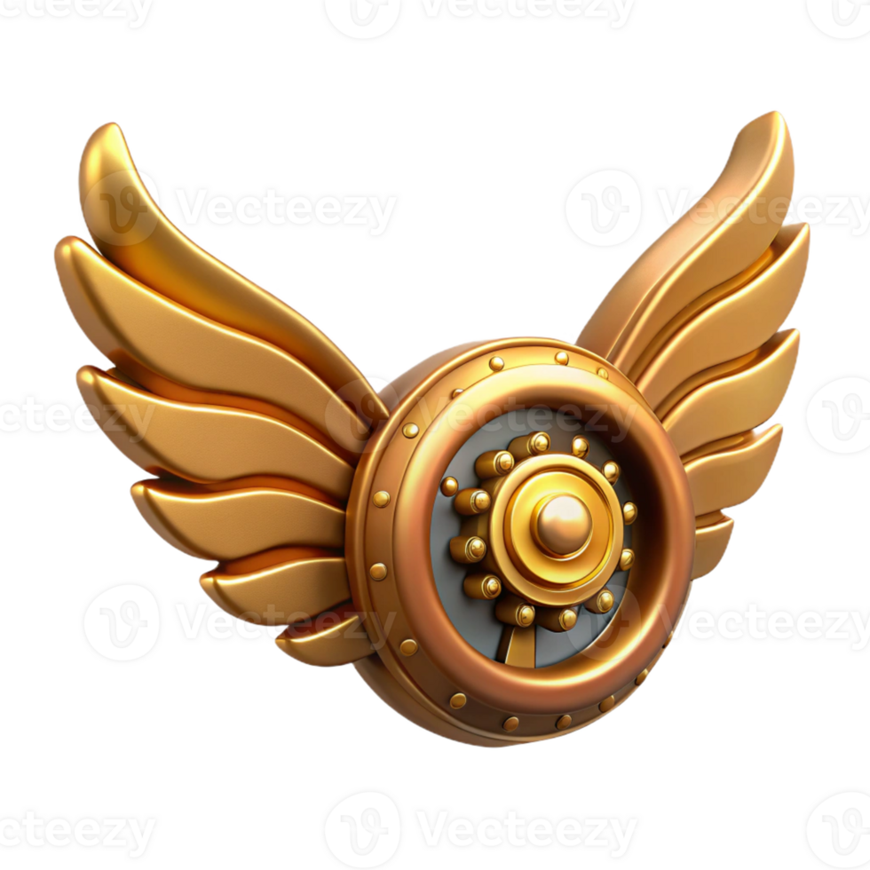 magnificent rustic Steampunk wing icon with intricate clockwork mechanisms and a brass finish authentic png