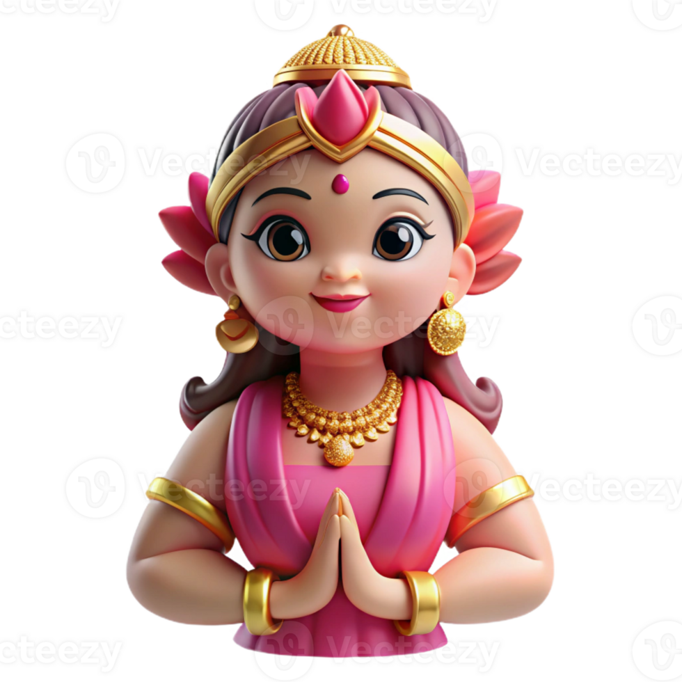 elegant artistic Lakshmi, Hindu goddess of wealth, prosperous, original png