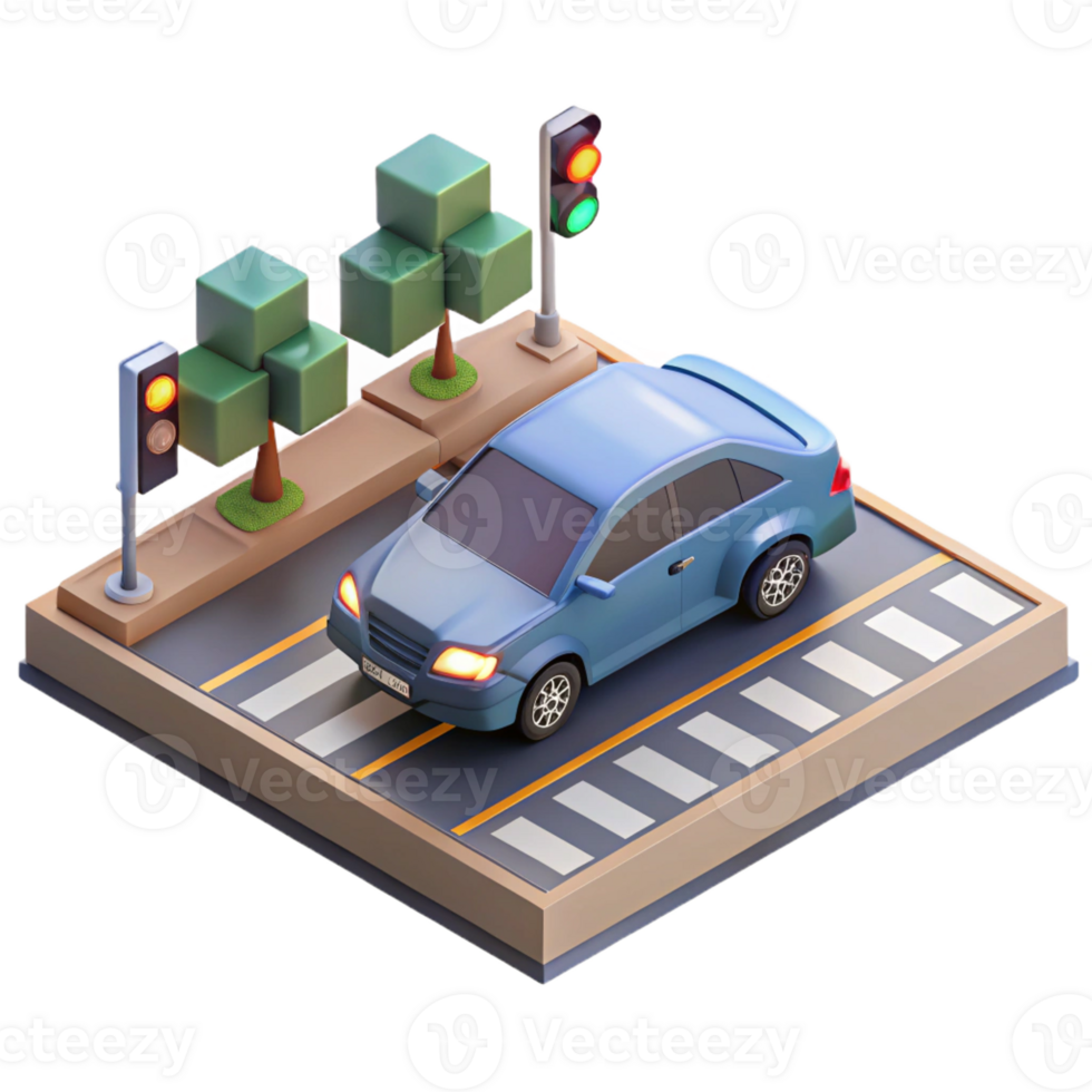 impressive classic A self-driving car navigating a busy intersection, realistic lighting and textures, photorealistic style detailed png