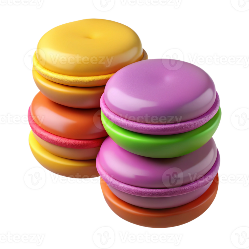 magnificent artistic A stack of colorful macarons, various flavors, 4K png