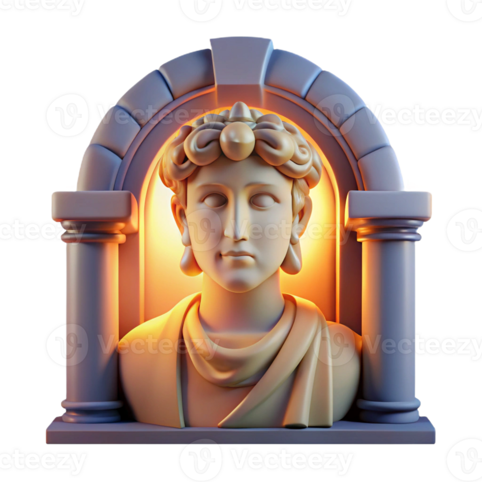 serene abstract A stoic Roman Janus, the two-faced god, guarding a gateway, illuminated by the soft light of dawn, Roman mosaic style detailed png