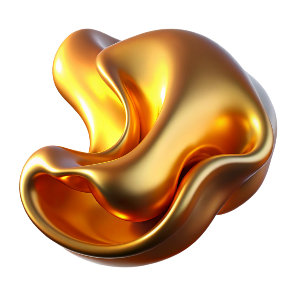 impressive classic A flowing, liquid metal form, with a warm, golden light, in a surreal style high quality png