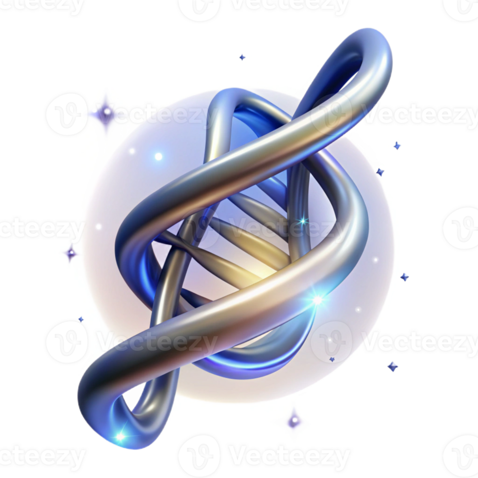 vibrant minimalist A DNA strand spiraling through space, illuminated by a soft, ethereal glow, scientific illustration style genuine png