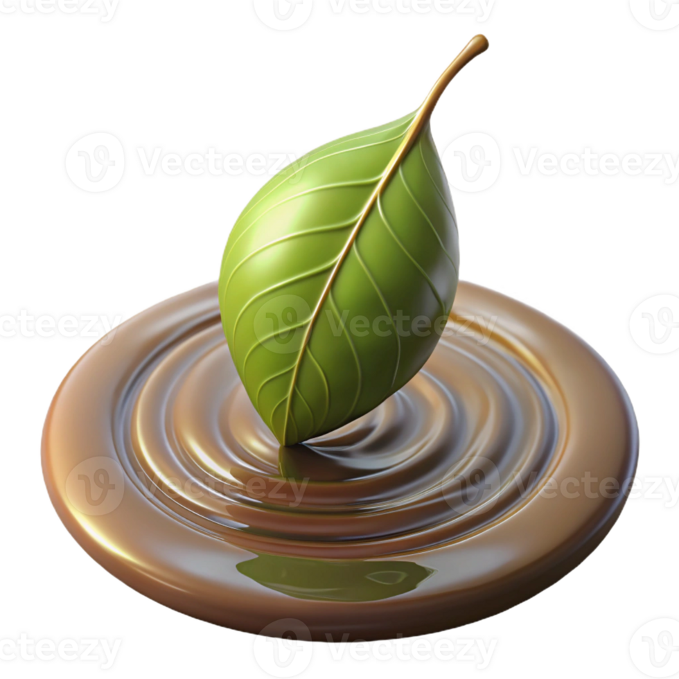magnificent abstract A single leaf floating on water, ripples spreading outward, minimalist photography style high quality png