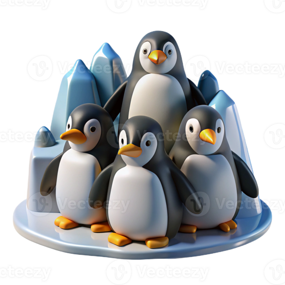 impressive artistic A group of penguins huddled together on an icy landscape, harsh winter light highlighting their resilience, in a documentary photography style 4K png