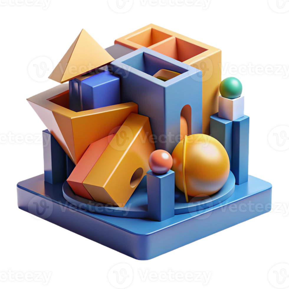 impressive abstract Deconstructivist museum, fragmented forms, bold colors, dynamic composition, abstract style, professional png