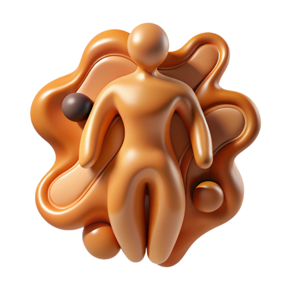 wonderful rustic An abstract representation of the human body, using flowing lines and organic shapes, in warm, earthy tones premium png