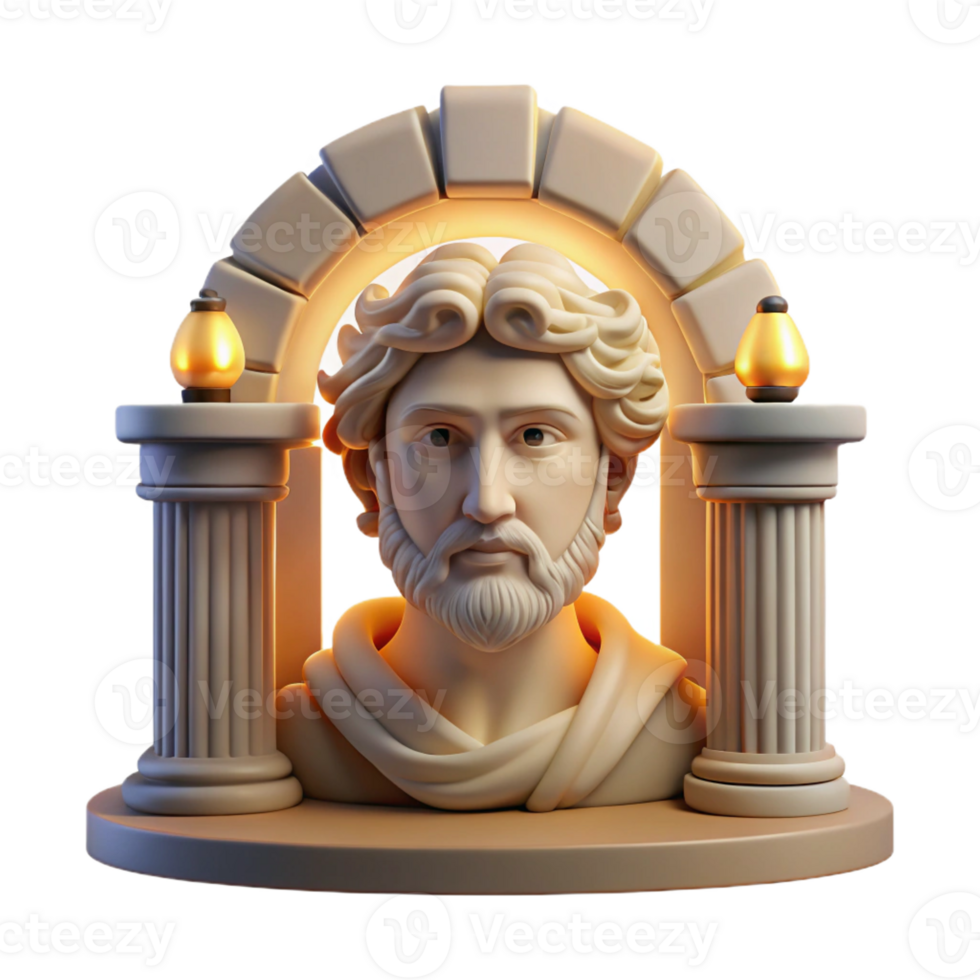 impressive minimalist A stoic Roman Janus, the two-faced god, guarding a gateway, illuminated by the soft light of dawn, Roman mosaic style detailed png