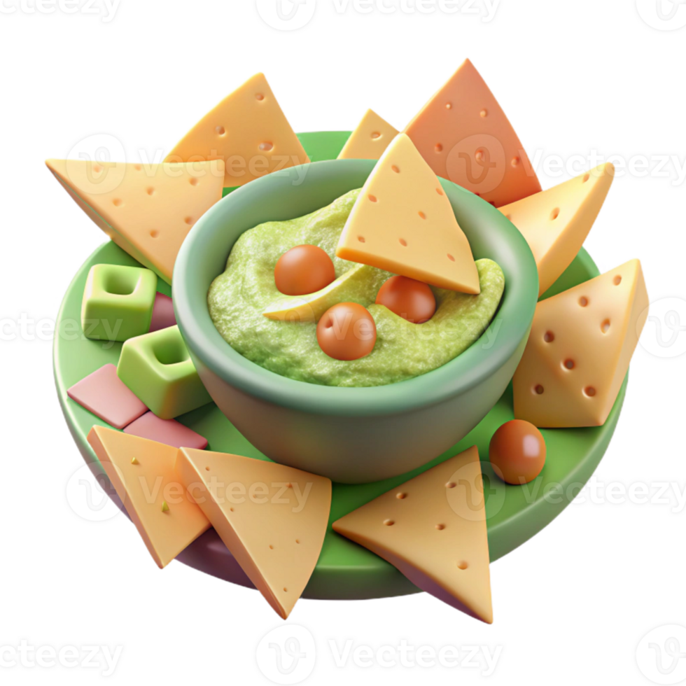 stunning modern Guacamole with Chips Cutout for Mexican Food Menu high quality png