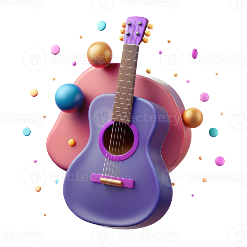 elegant artistic Guitar Silhouette Front View Transparent for Music Blogs high quality png