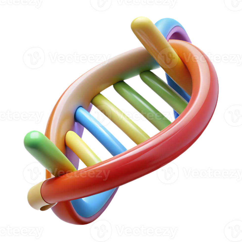 vibrant artistic A DNA strand, double helix, multicolored, exclusive png