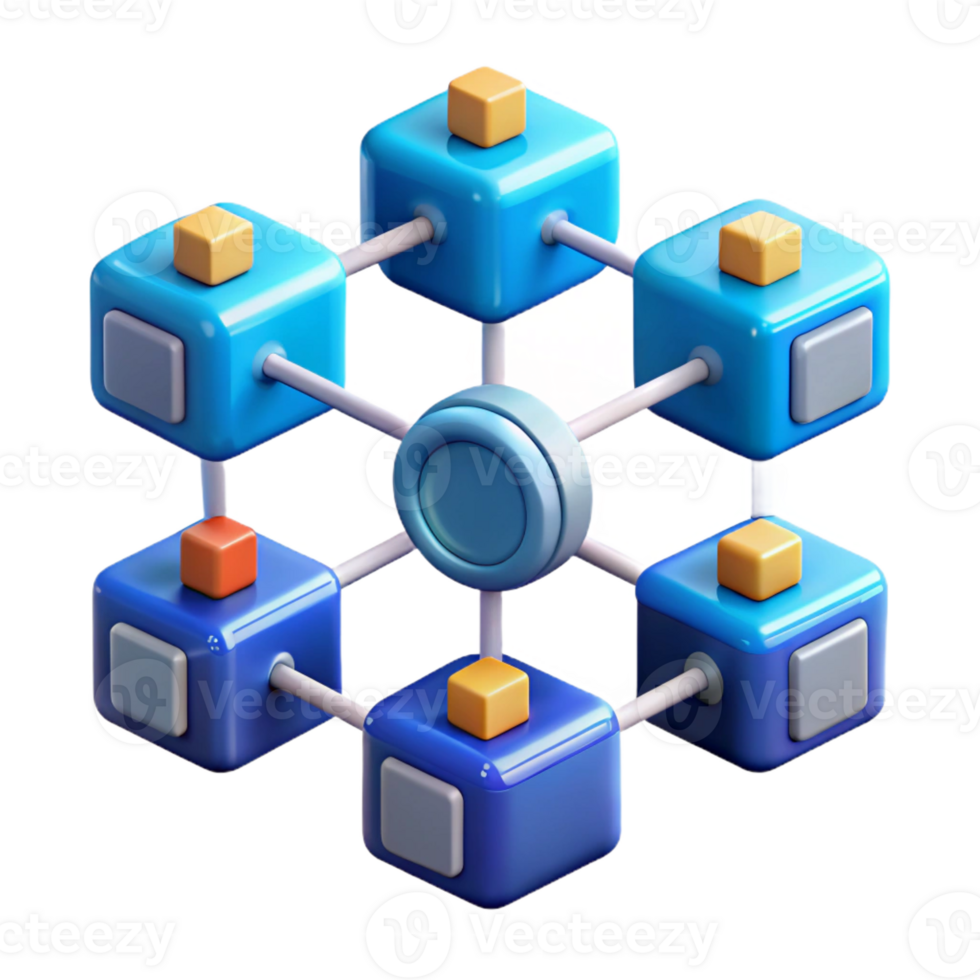 beautiful artistic Blockchain technology diagram original png