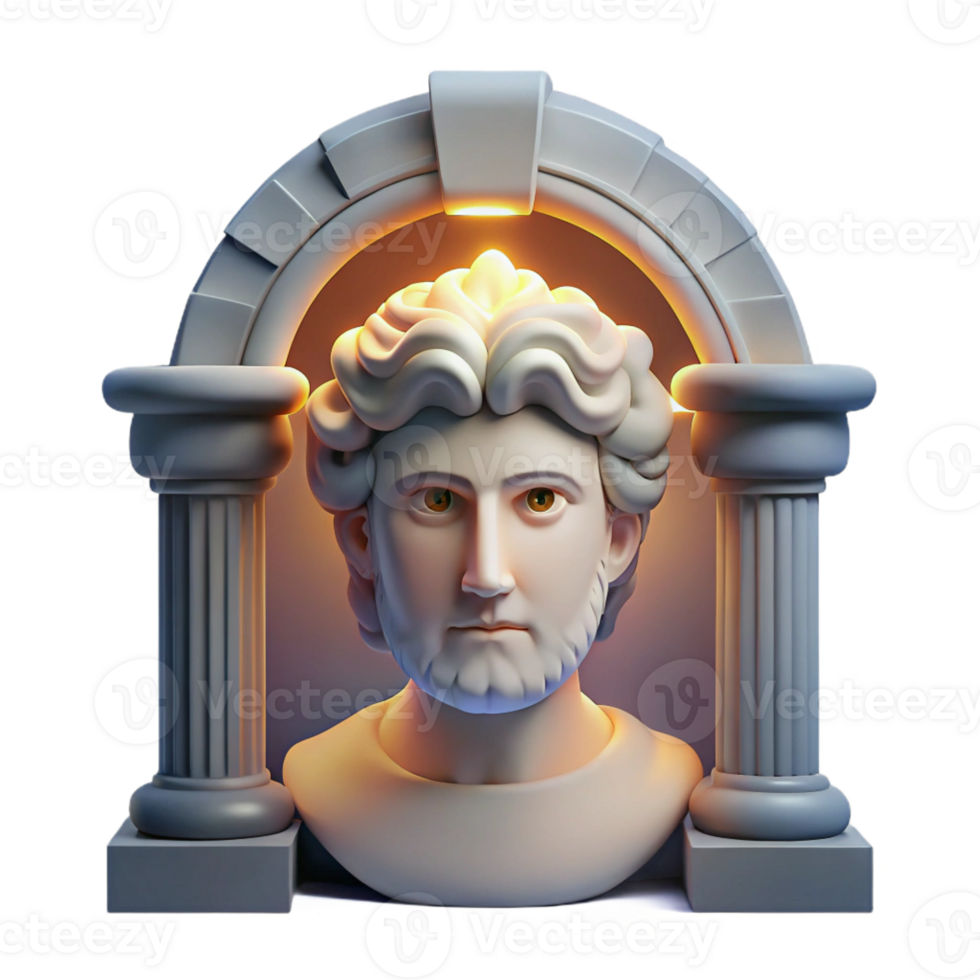 elegant rustic A stoic Roman Janus, the two-faced god, guarding a gateway, illuminated by the soft light of dawn, Roman mosaic style professional png