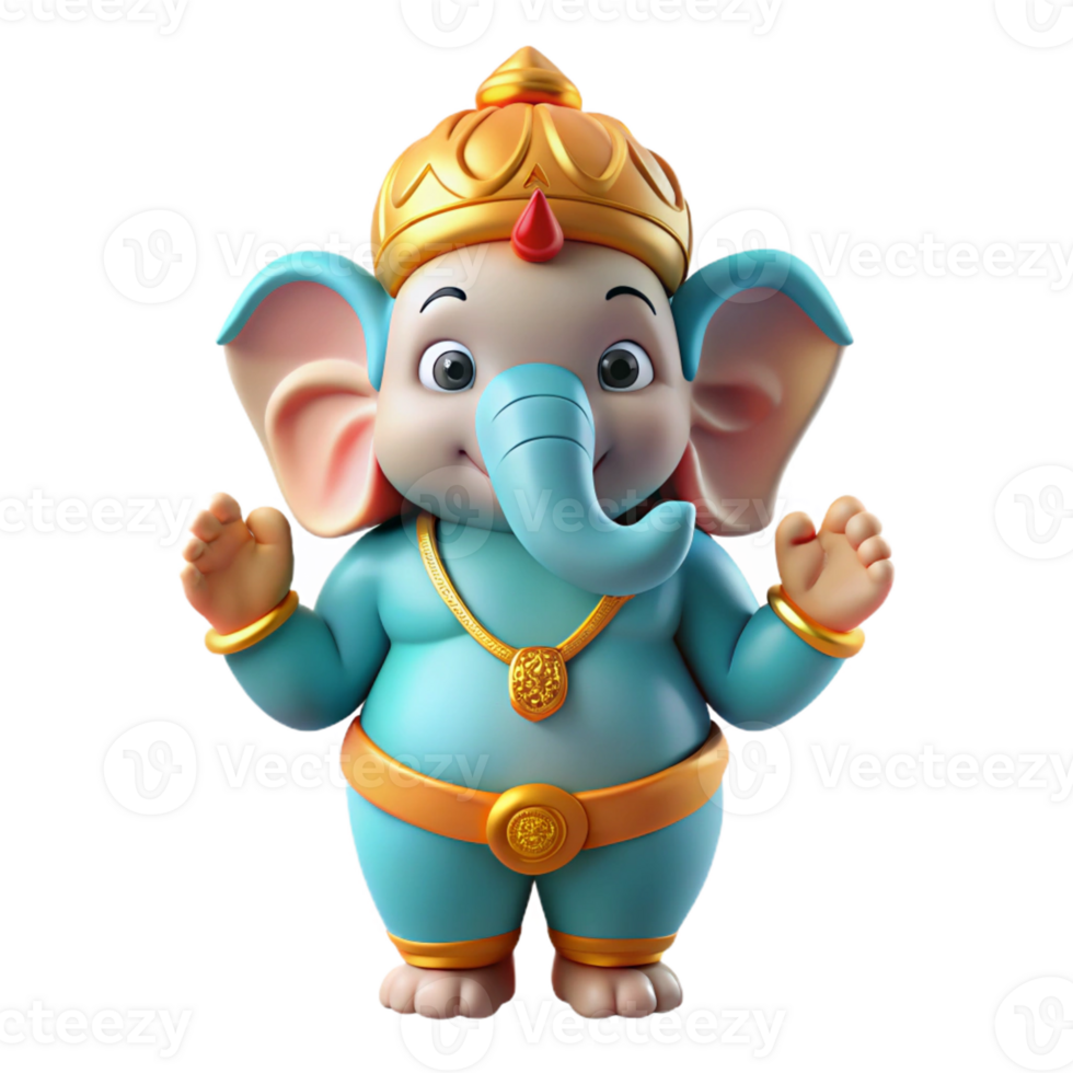 stunning modern Ganesh, Hindu god of wisdom, elephant-headed, high quality png