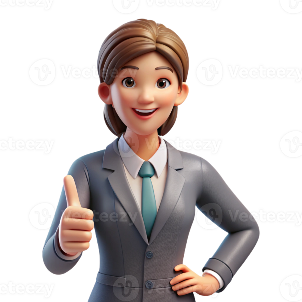 elegant modern Businesswoman giving a thumbs up, professional png