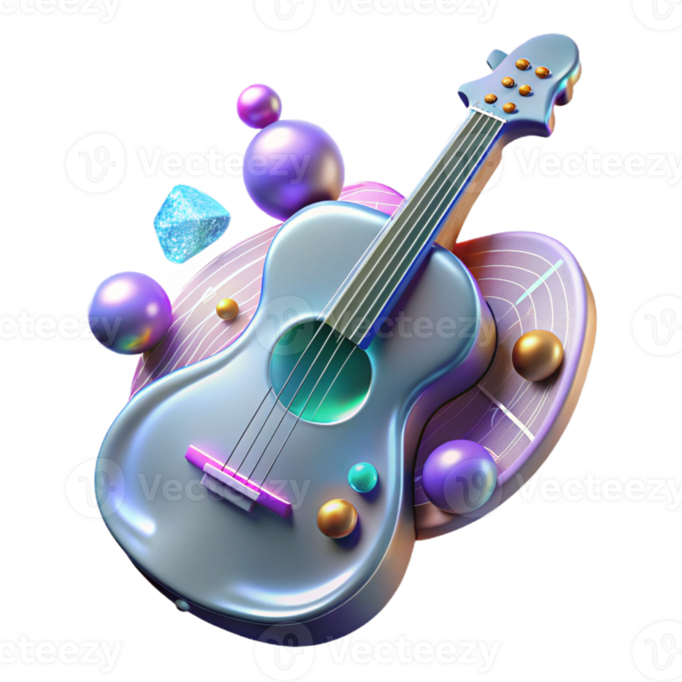 beautiful traditional Guitar Silhouette with Bass Clef Transparent for Jazz Music exclusive png