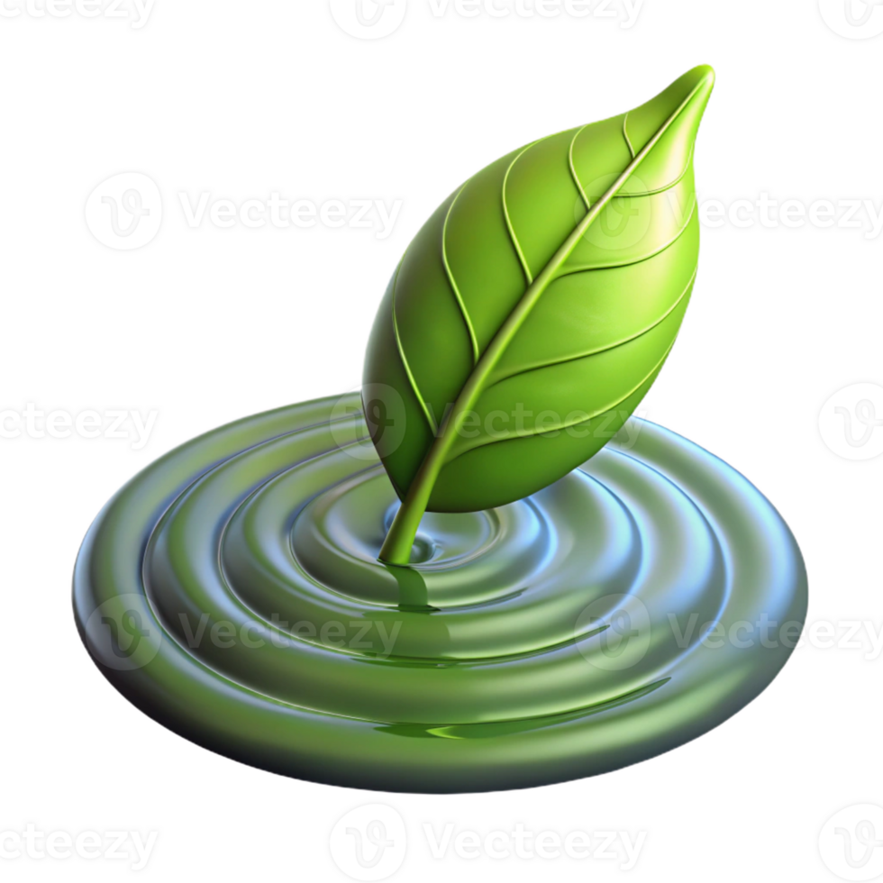 stunning creative A single leaf floating on water, ripples spreading outward, minimalist photography style authentic png