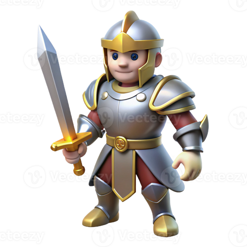 magnificent abstract A valiant knight in shining armor with a raised sword premium png