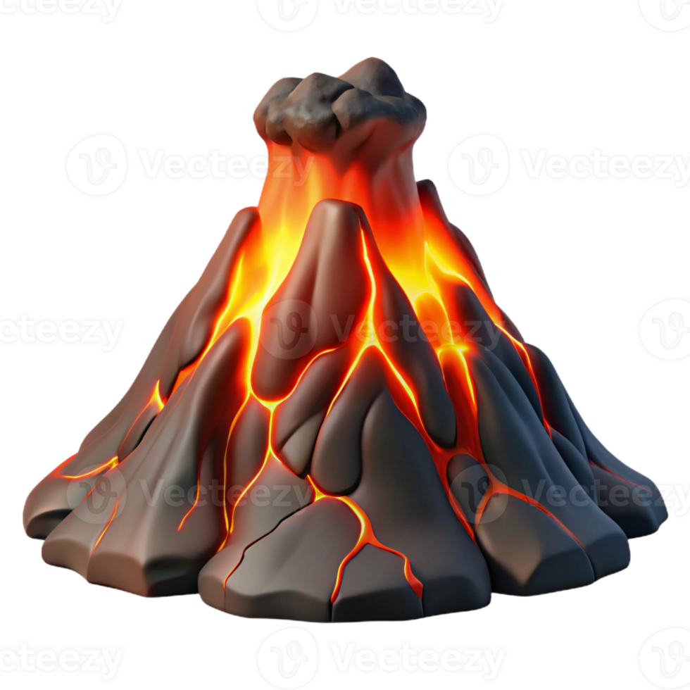 elegant rustic A volcanic eruption, molten lava flowing, dramatic lighting, geological photography style authentic png
