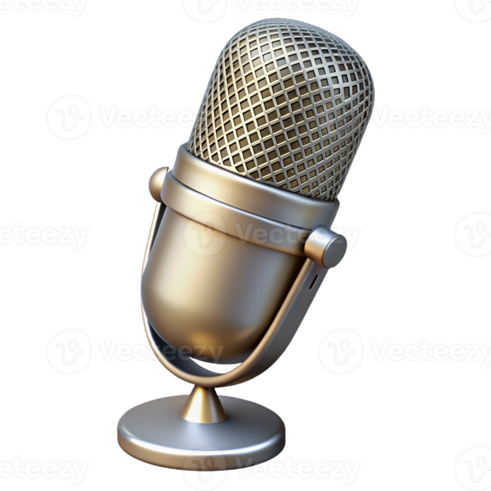 extraordinary traditional A microphone, silver, classic design, premium png