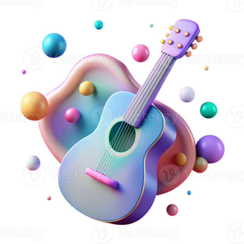 elegant modern Guitar Silhouette with Gradient Colors Cutout for Colorful Designs exclusive png