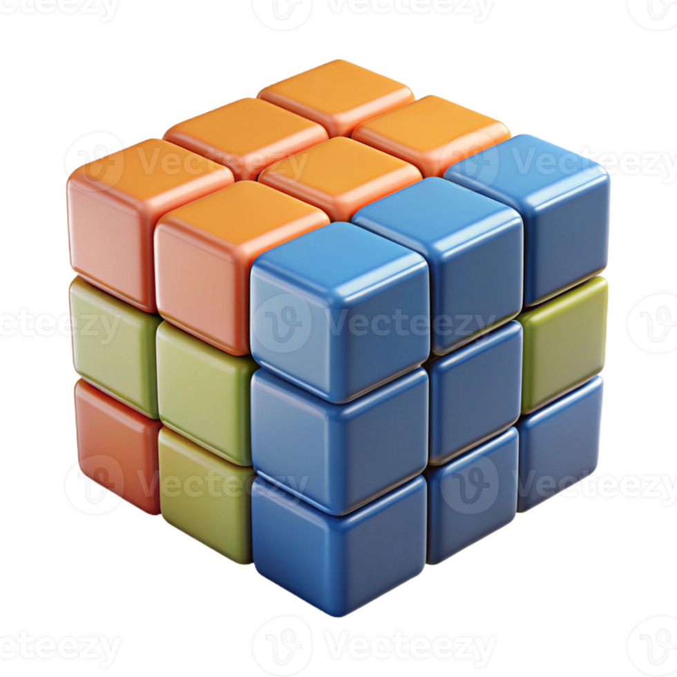 magnificent contemporary A Rubik's cube, partially solved, exclusive png