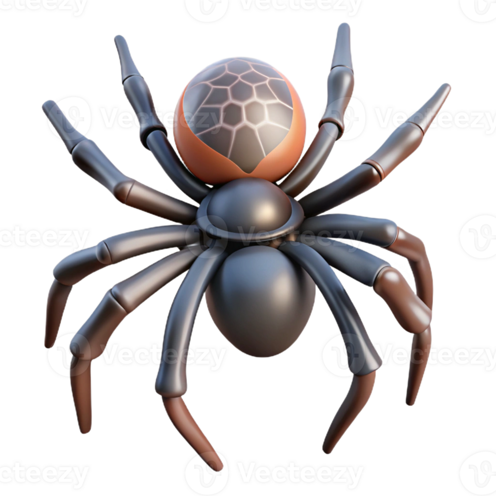 impressive creative A single, stylized spider, intricate web design on its back professional png