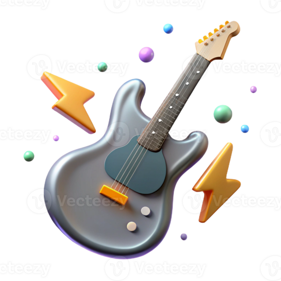 elegant modern Guitar Silhouette with Lightning Bolt Cutout for Electric Guitar Music high resolution png