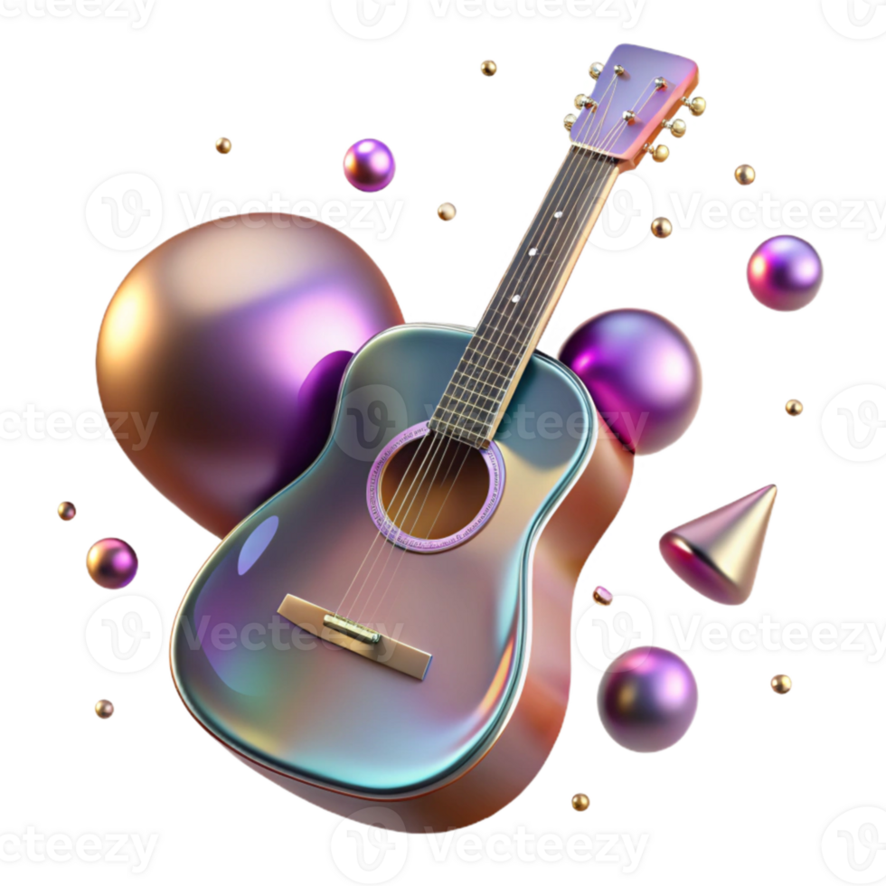 wonderful contemporary Guitar Silhouette with Metallic Colors Isolated for Luxury Designs high quality png