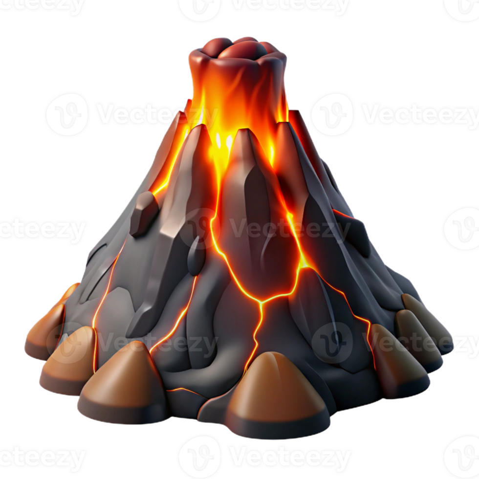 stunning traditional A volcanic eruption, molten lava flowing, dramatic lighting, geological photography style original png