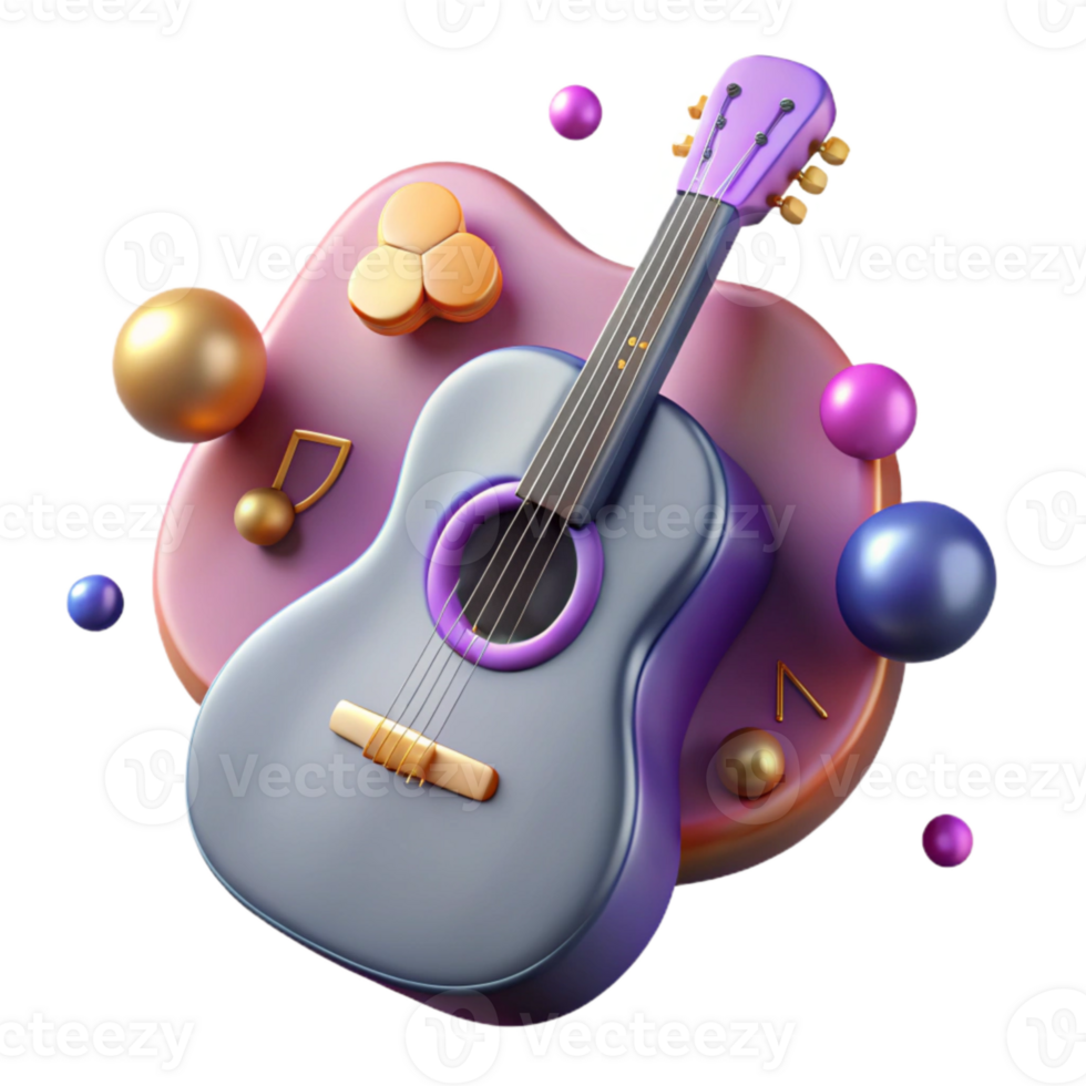 dramatic minimalist Guitar Silhouette with Musical Notes Transparent for Sheet Music Designs high quality png