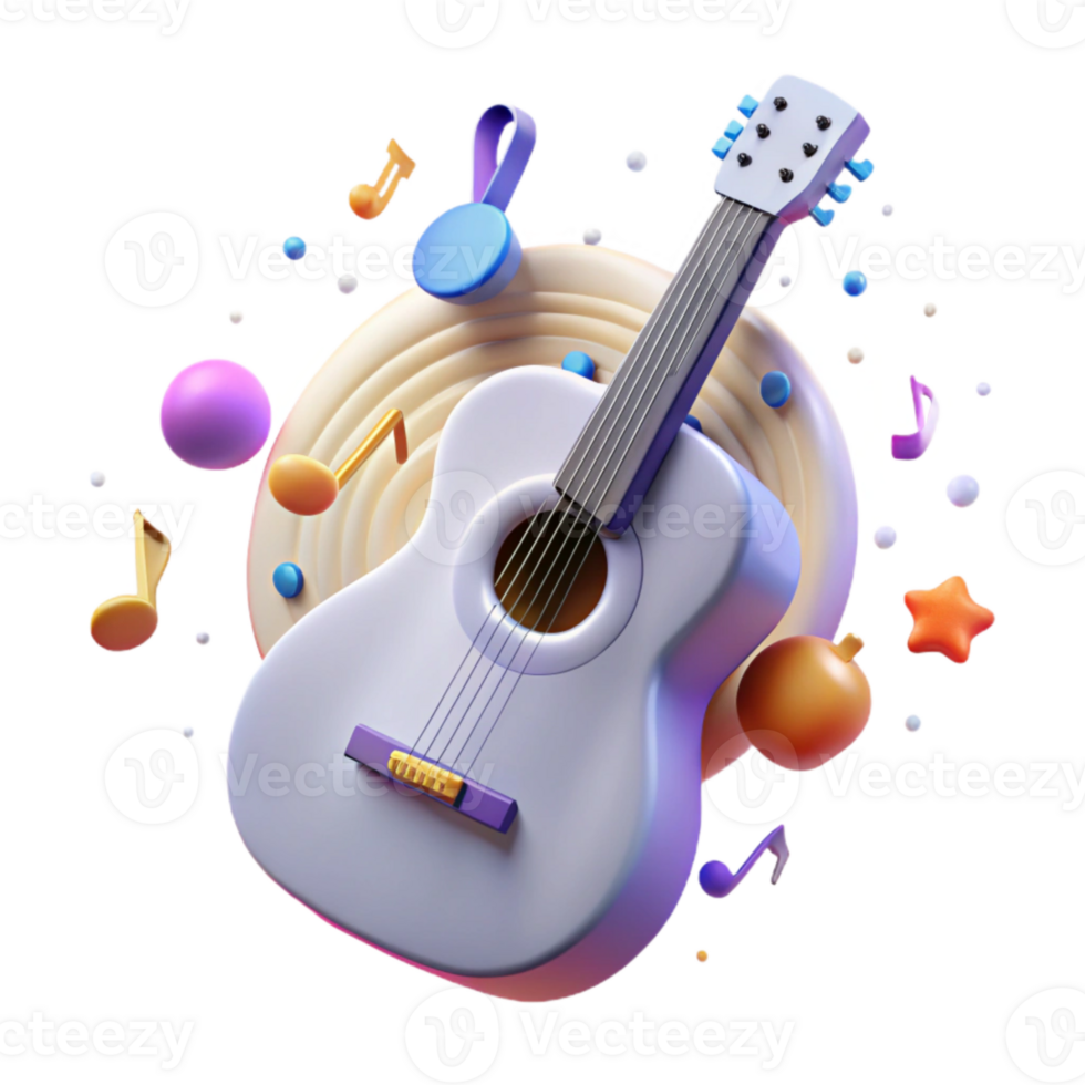 extraordinary contemporary Guitar Silhouette with Musical Notes Transparent for Sheet Music Designs original png