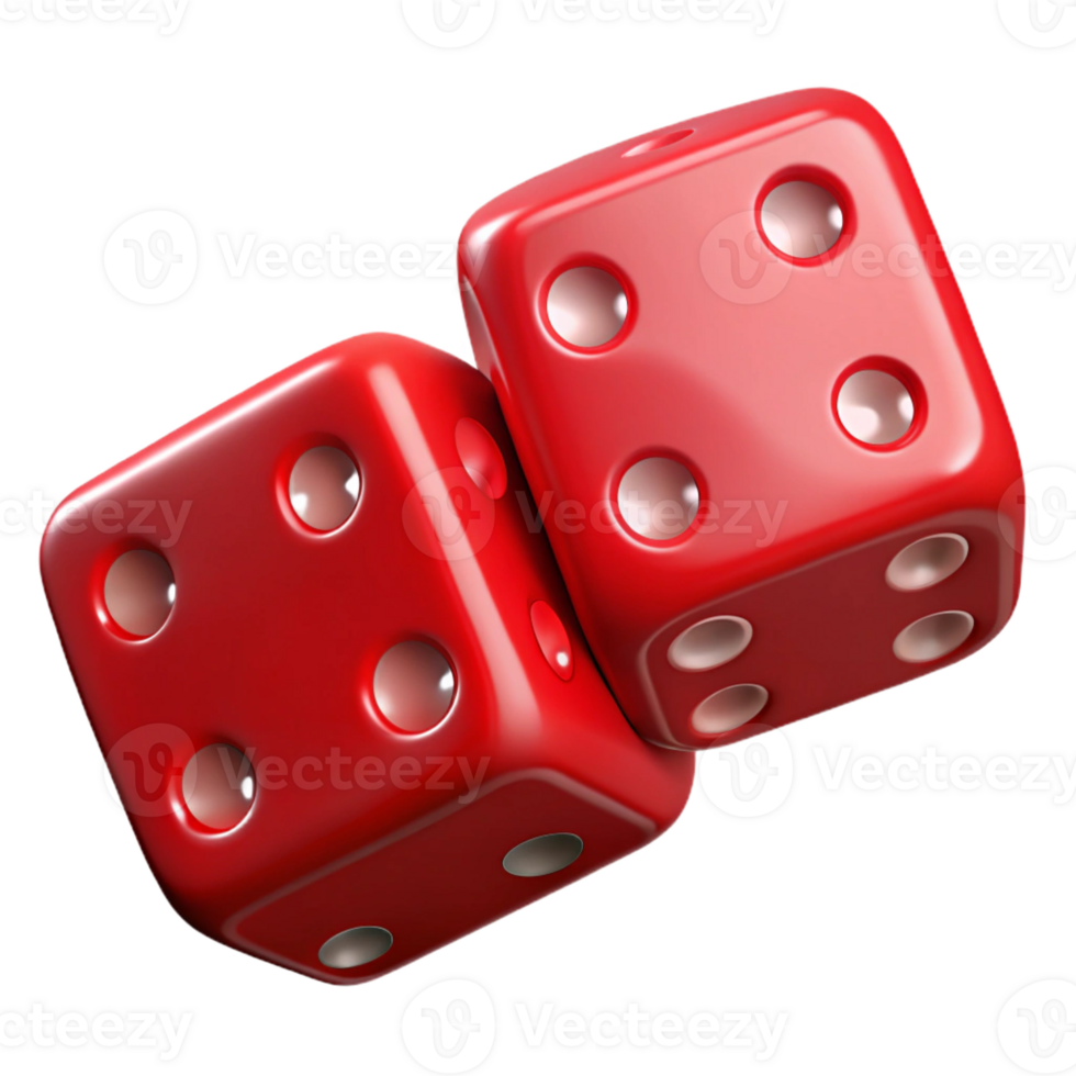 stunning artistic A pair of dice, red, showing snake eyes, 4K png