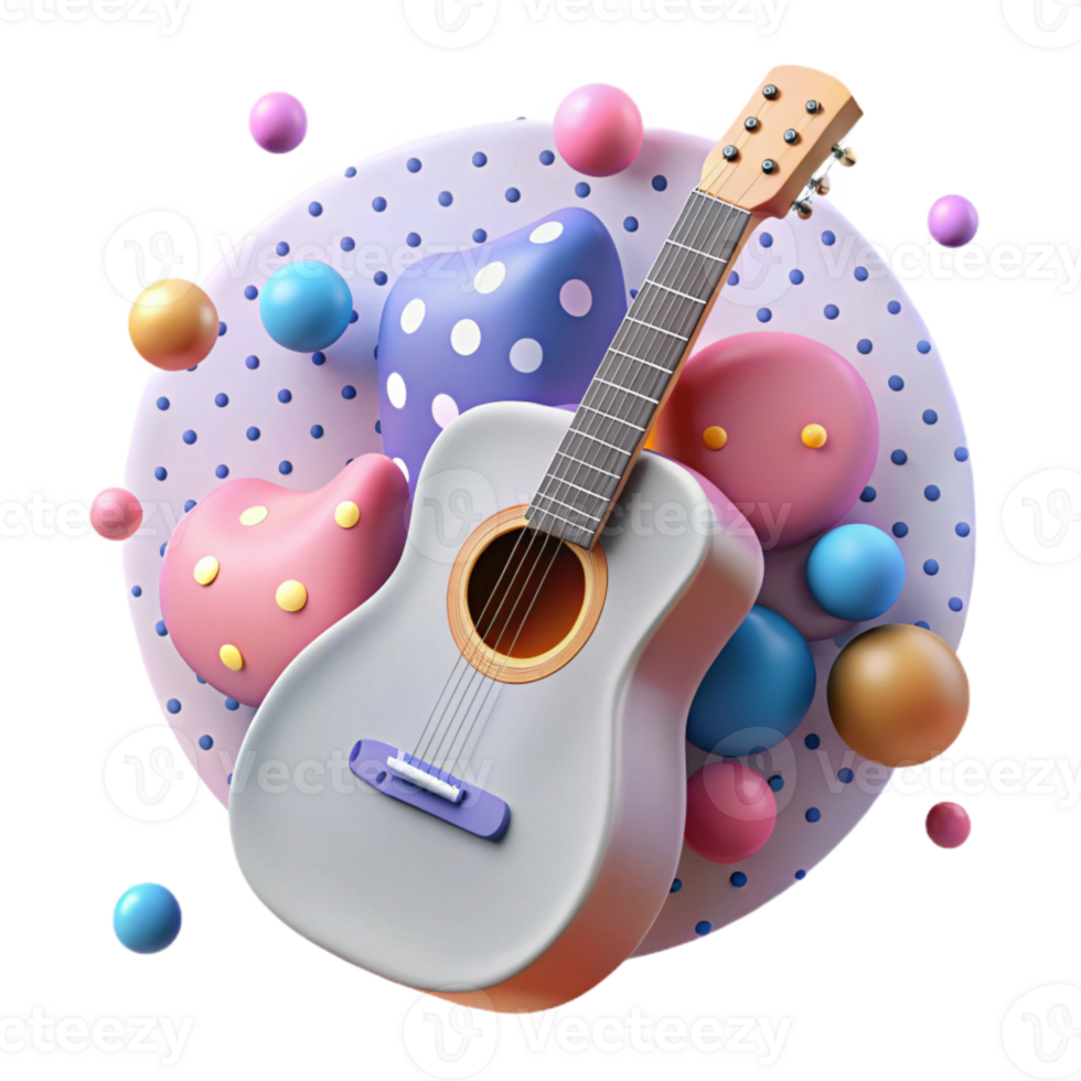 stunning classic Guitar Silhouette with Polka Dots Cutout for Playful Designs original png
