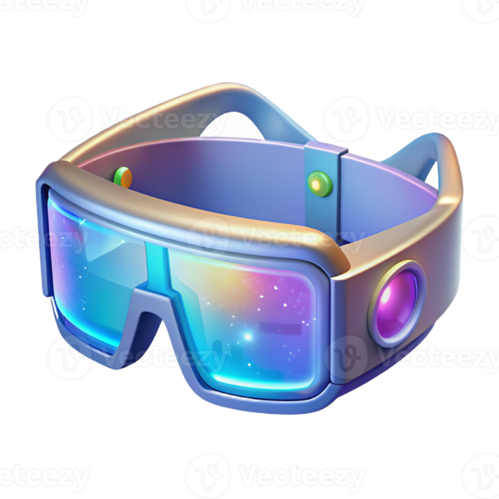 vibrant rustic A pair of augmented reality glasses displaying interactive holographic information, illuminated by the ambient light of a busy street, realistic style 4K png
