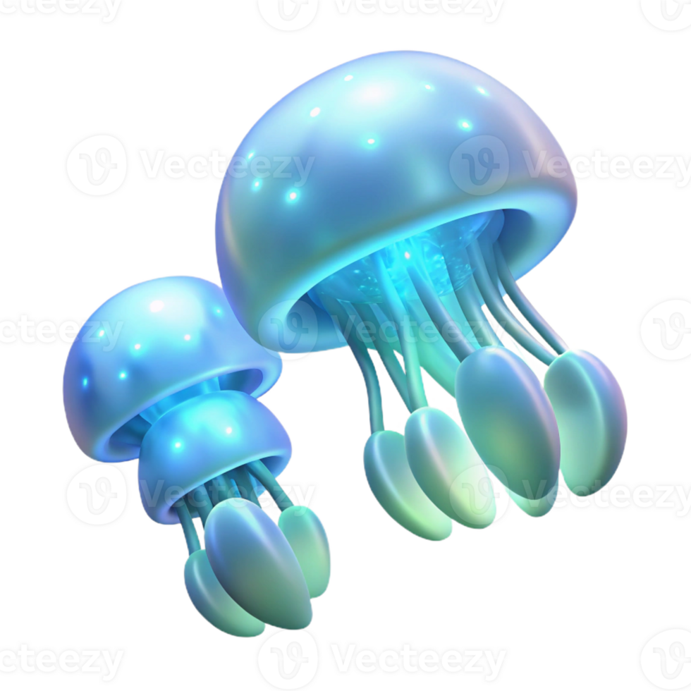 serene vintage A group of luminous jellyfish gracefully drifting through a dark ocean, bioluminescent glow providing the only light, in an abstract, ethereal style authentic png