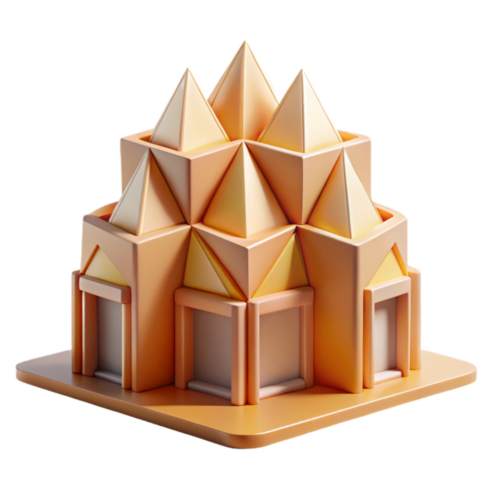 impressive contemporary Origami-inspired building with folded paper forms, soft natural lighting, whimsical style professional png