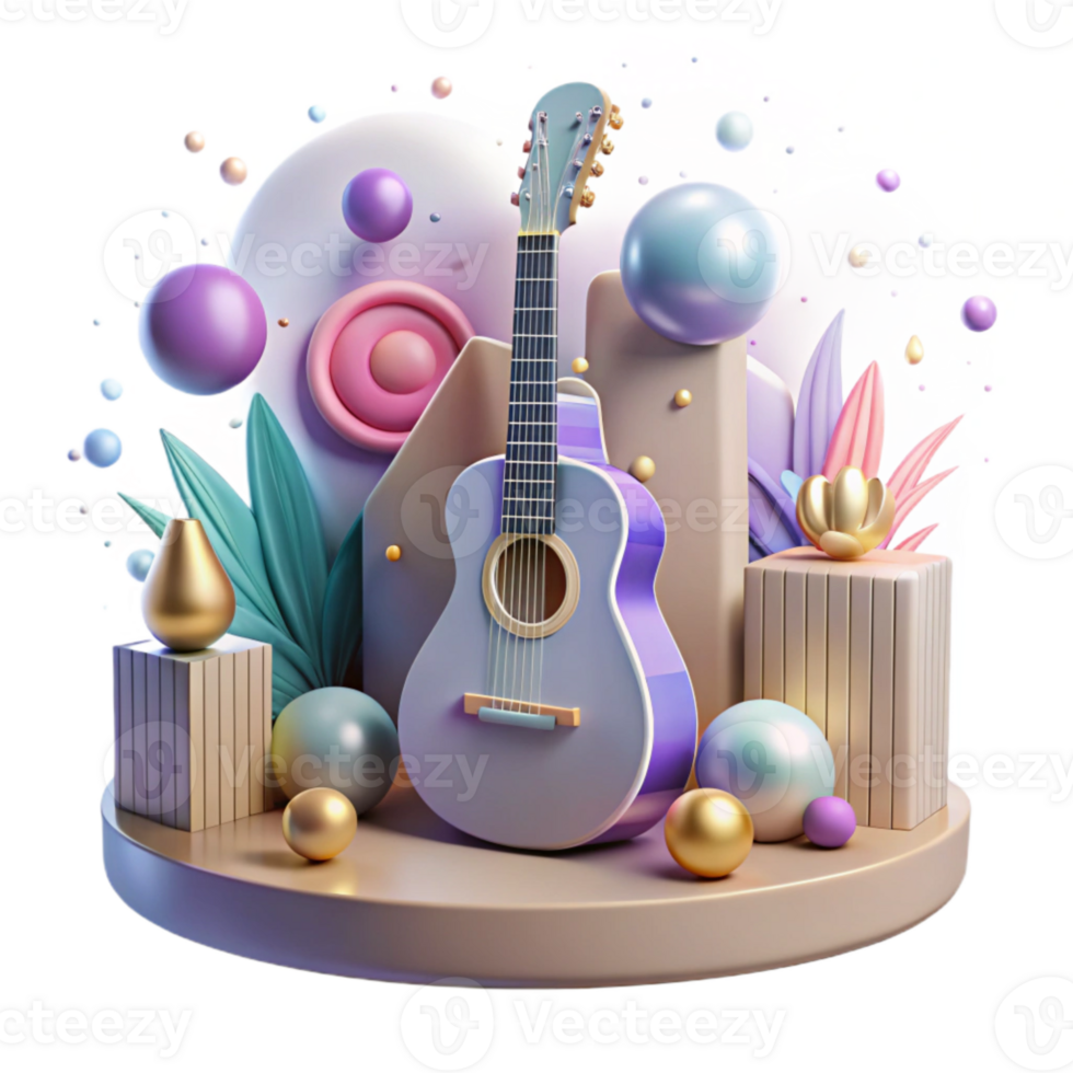extraordinary abstract Guitar Silhouette with Stage Lights Cutout for Live Music Events high quality png