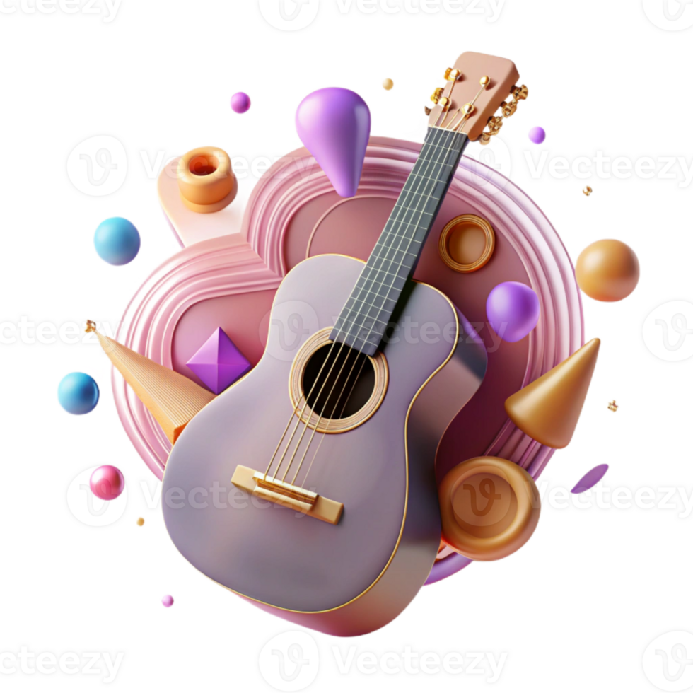 impressive artistic Guitar Silhouette with Strings Cutout for Music Tutorials high quality png