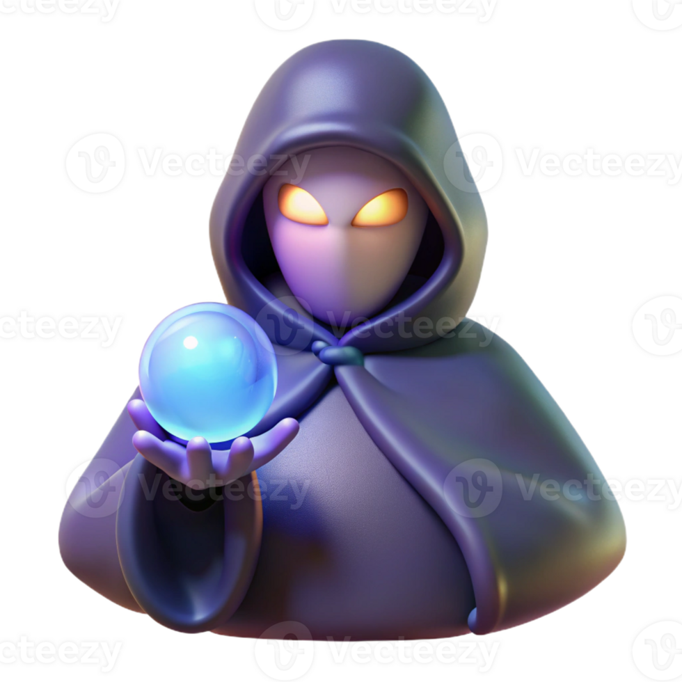 stunning minimalist A mysterious hooded figure, holding a glowing orb original png