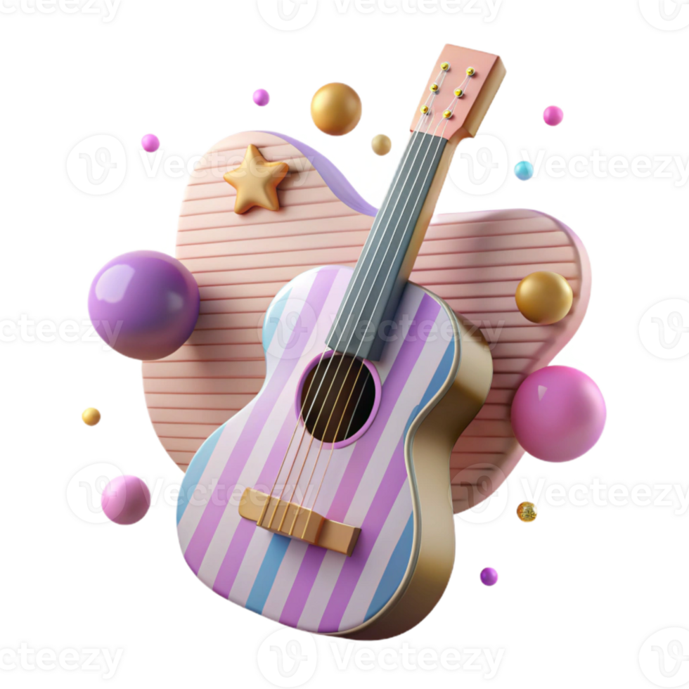 elegant abstract Guitar Silhouette with Stripes Transparent for Bold Designs high quality png