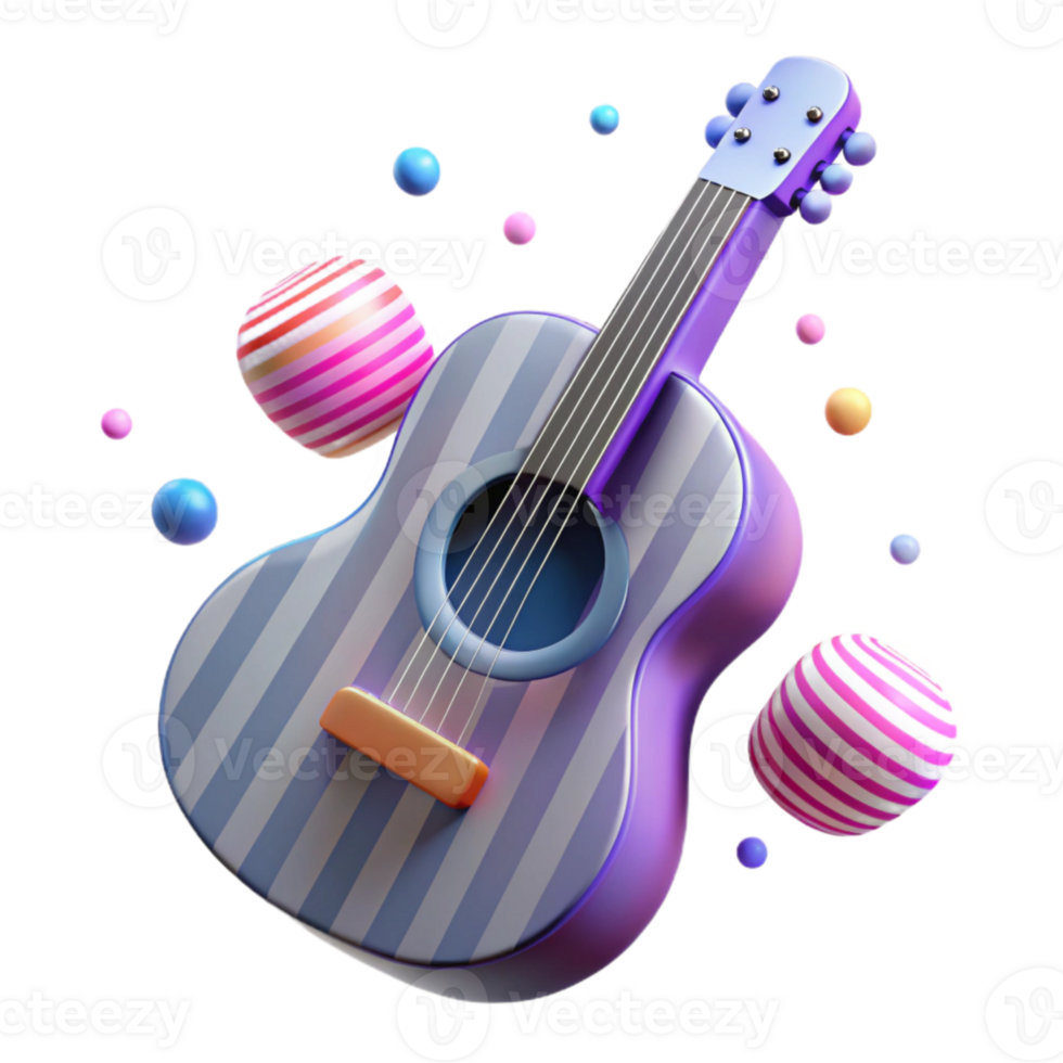 dramatic abstract Guitar Silhouette with Stripes Transparent for Bold Designs png