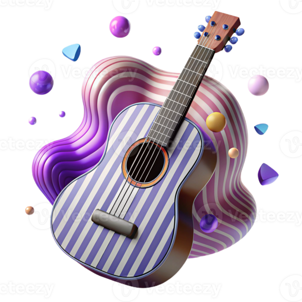 wonderful modern Guitar Silhouette with Stripes Transparent for Bold Designs genuine png