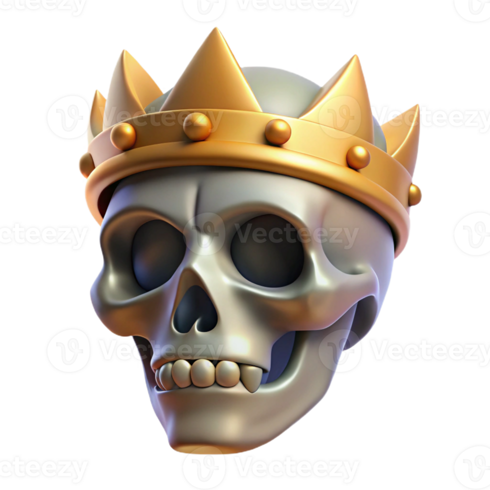 wonderful minimalist A detailed skull wearing a golden crown exclusive png